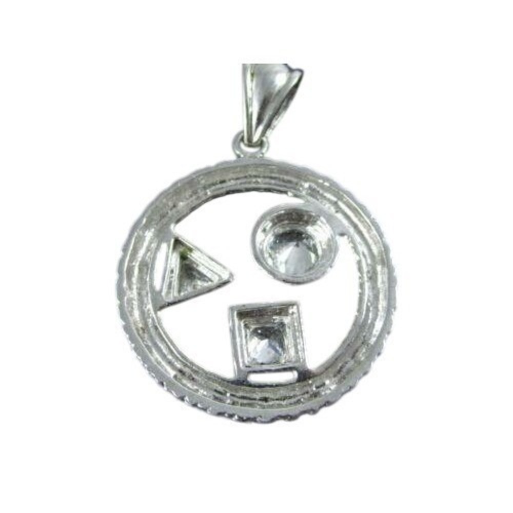 Bright & Beautiful Round Square & Triangle Shapes Cz Stones Silver Pendant